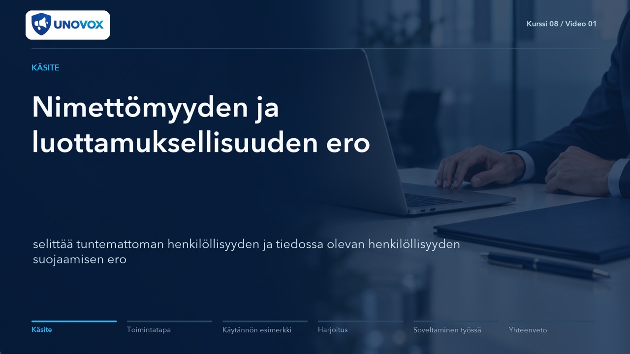 Nimettömyys, luottamuksellisuus ja vastatoimien ehkäisy