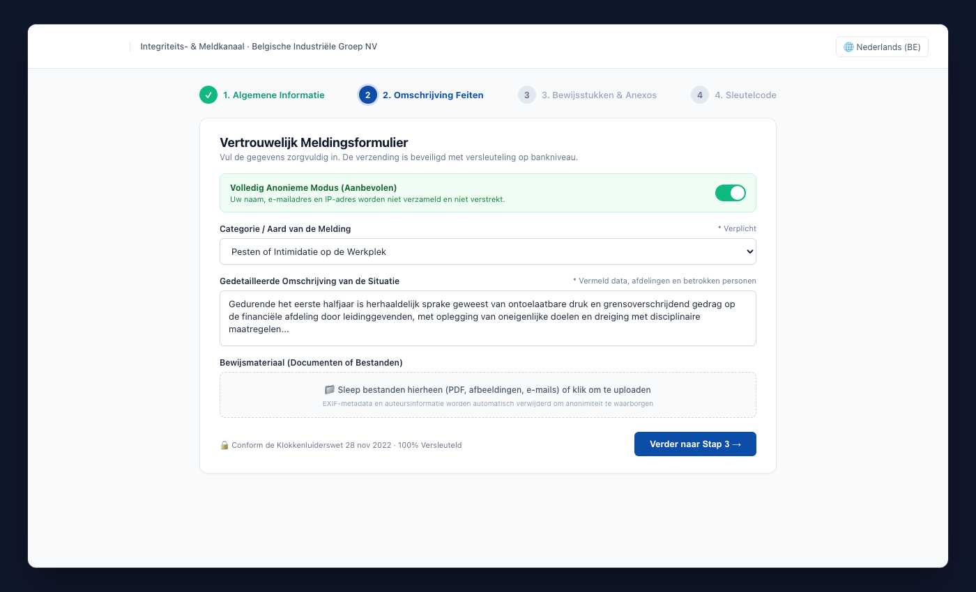 Publiek UNOVOX-formulier om een melding te doen in vier stappen