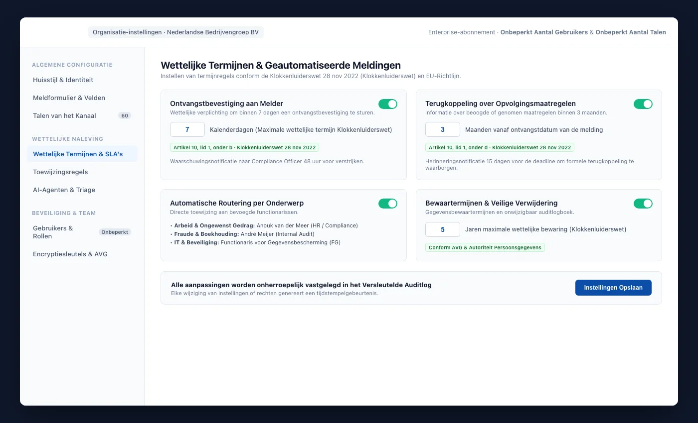 UNOVOX-instellingen voor gebruikersbeheer, zaaktoewijzing en kanaalconfiguratie