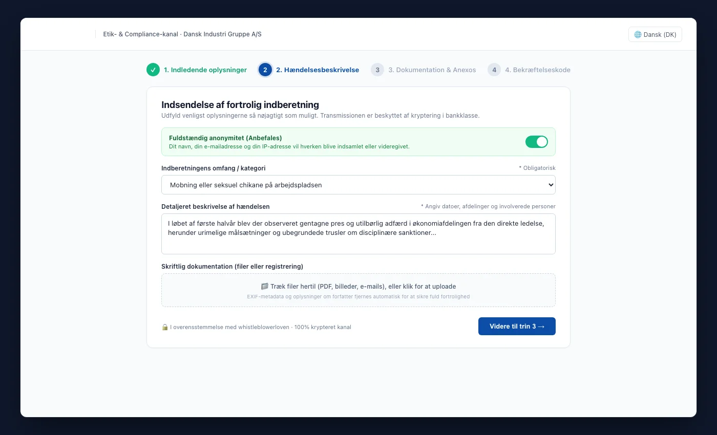 UNOVOX-whistleblowerordning med offentlig formular i fire trin